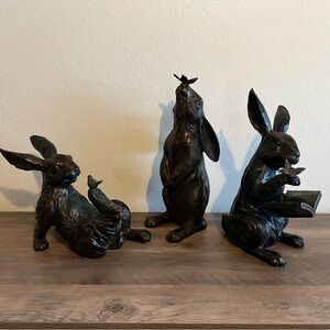 Martha Stewart Easter Bunny Rabbit with Butterflies Spring Figurine Set